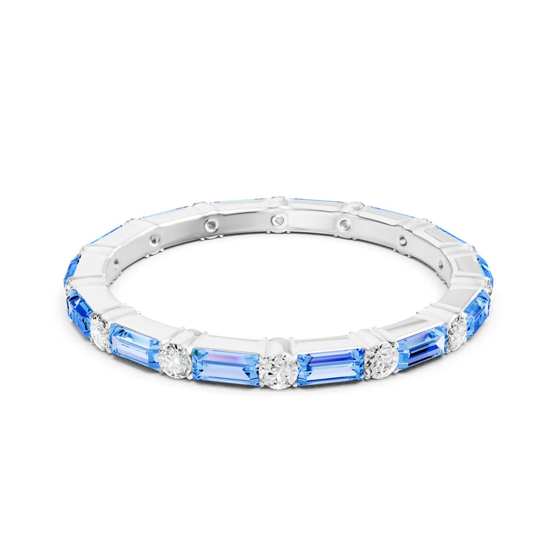 Swiss Blue Topaz Baguette and Round Full Eternity Band