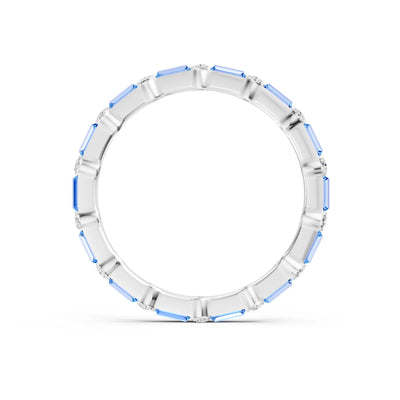 Swiss Blue Topaz Baguette and Round Full Eternity Band
