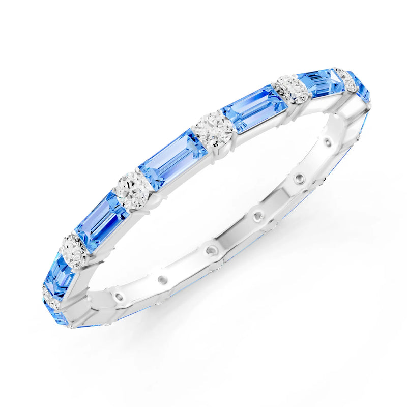 Swiss Blue Topaz Baguette and Round Full Eternity Band