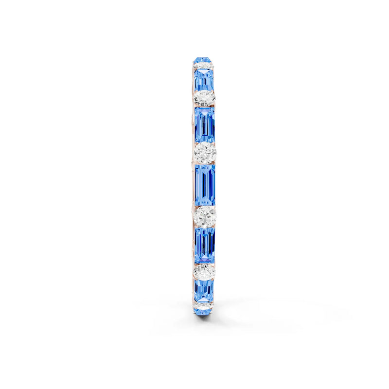 Swiss Blue Topaz Baguette and Round Full Eternity Band