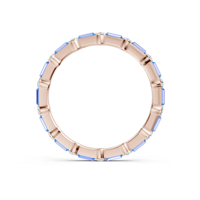 Swiss Blue Topaz Baguette and Round Full Eternity Band