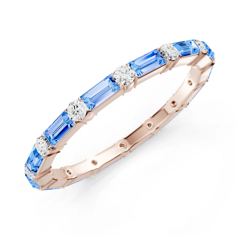 Swiss Blue Topaz Baguette and Round Full Eternity Band