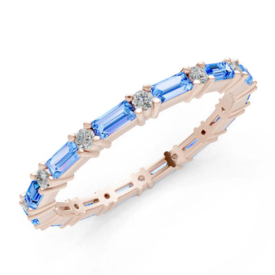 Baguette and Round Full Eternity Band