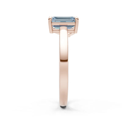 Cocktail Ring with Emerald Cut Gemstone and Pear Lab Grown Diamond