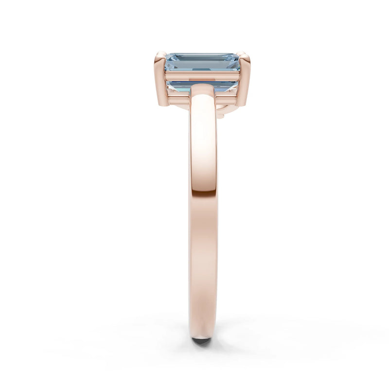 Cocktail Ring with Emerald Cut Gemstone and Pear Lab Grown Diamond