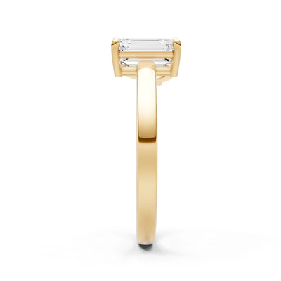 Cocktail Ring with Emerald Cut Gemstone and Pear Lab Grown Diamond