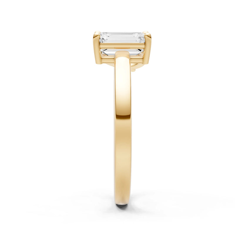 Cocktail Ring with Emerald Cut Gemstone and Pear Lab Grown Diamond