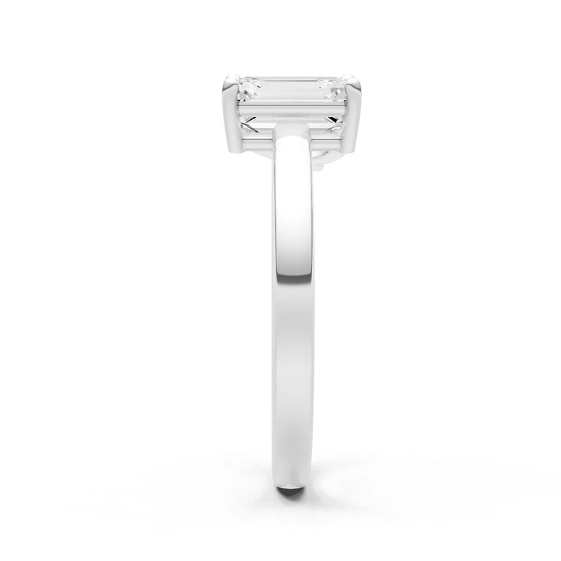 Cocktail Ring with Emerald Cut Gemstone and Pear Lab Grown Diamond