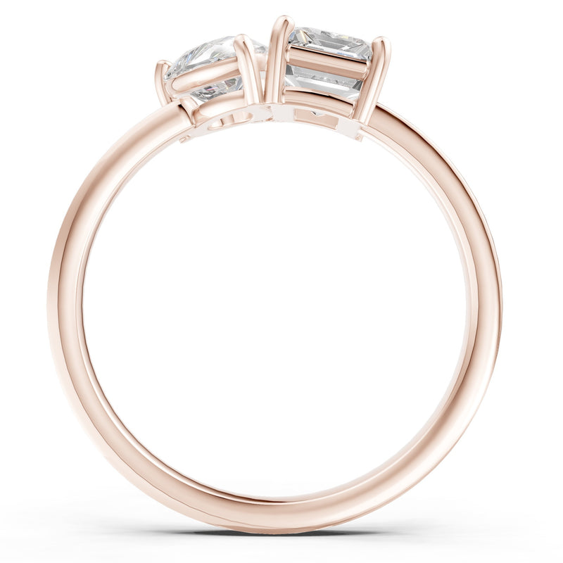 Cocktail Ring with Emerald Cut Gemstone and Pear Lab Grown Diamond