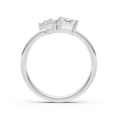 Diamond Emerald Cut Gemstone and Pear Cut Diamond Cocktail Ring
