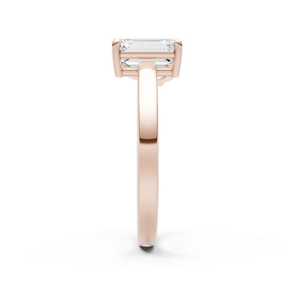 Cocktail Ring with Emerald Cut Gemstone and Pear Lab Grown Diamond