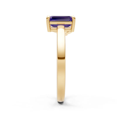 Cocktail Ring with Emerald Cut Gemstone and Pear Lab Grown Diamond