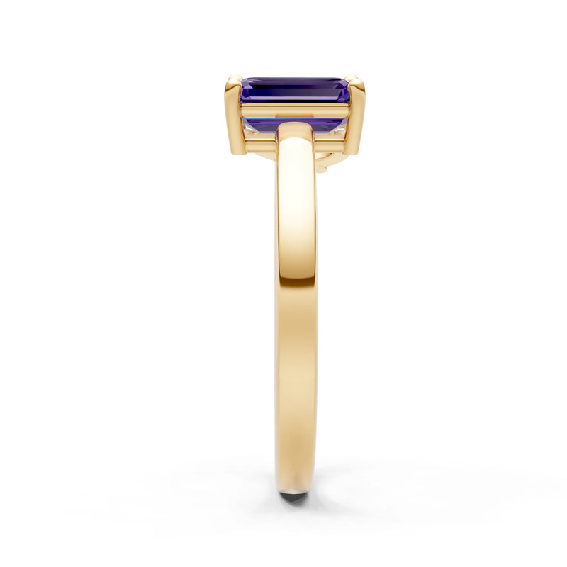 Cocktail Ring with Emerald Cut Gemstone and Pear Lab Grown Diamond