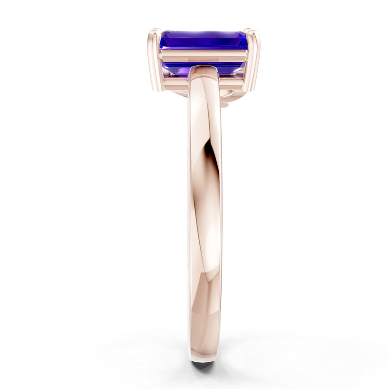 Cocktail Ring with Emerald Cut Gemstone and Pear Lab Grown Diamond