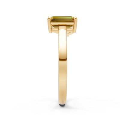 Cocktail Ring with Emerald Cut Gemstone and Pear Lab Grown Diamond