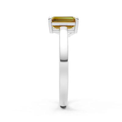 Cocktail Ring with Emerald Cut Gemstone and Pear Lab Grown Diamond