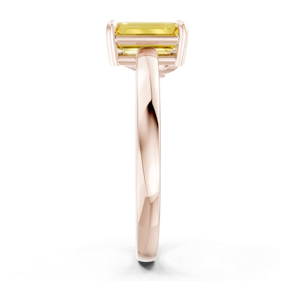 Cocktail Ring with Emerald Cut Gemstone and Pear Lab Grown Diamond