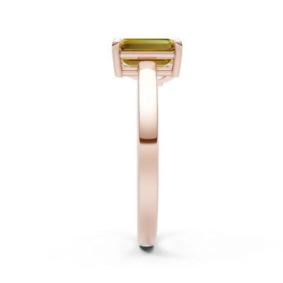 Cocktail Ring with Emerald Cut Gemstone and Pear Lab Grown Diamond