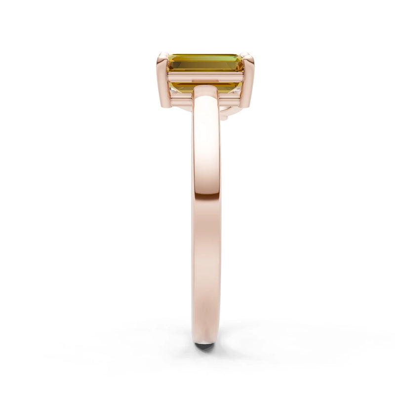 Cocktail Ring with Emerald Cut Gemstone and Pear Lab Grown Diamond