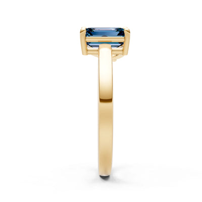 Cocktail Ring with Emerald Cut Gemstone and Pear Lab Grown Diamond