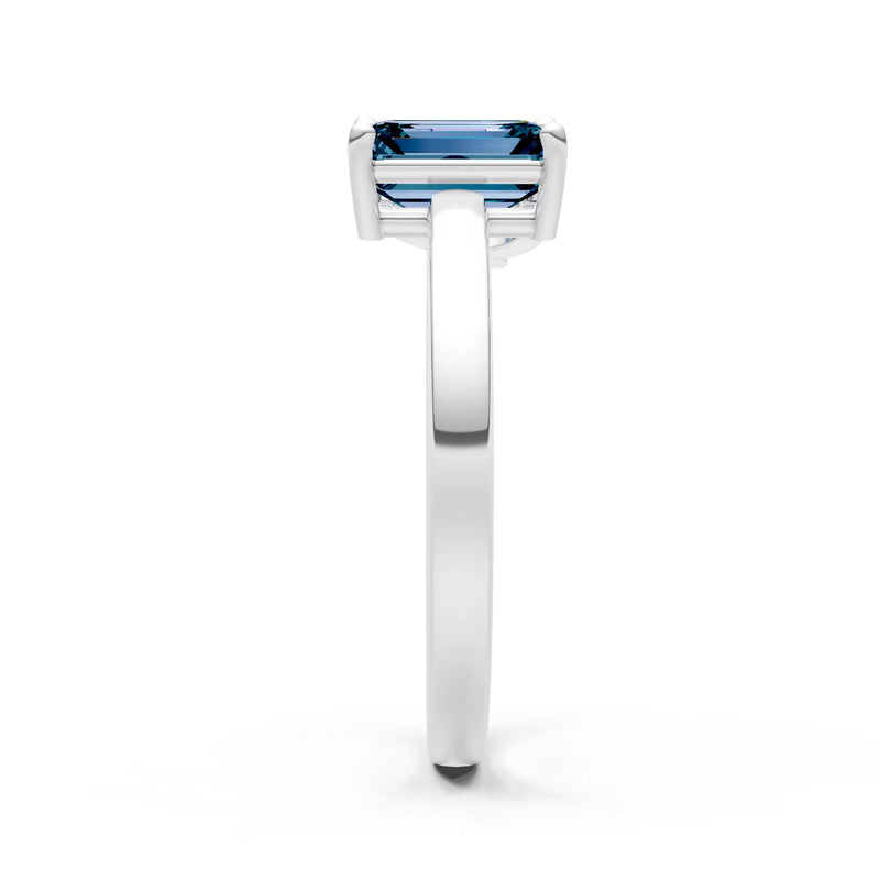 Cocktail Ring with Emerald Cut Gemstone and Pear Lab Grown Diamond