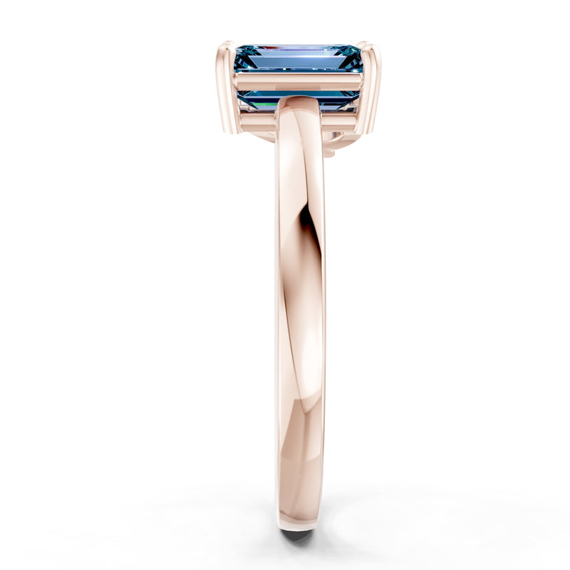 Cocktail Ring with Emerald Cut Gemstone and Pear Lab Grown Diamond