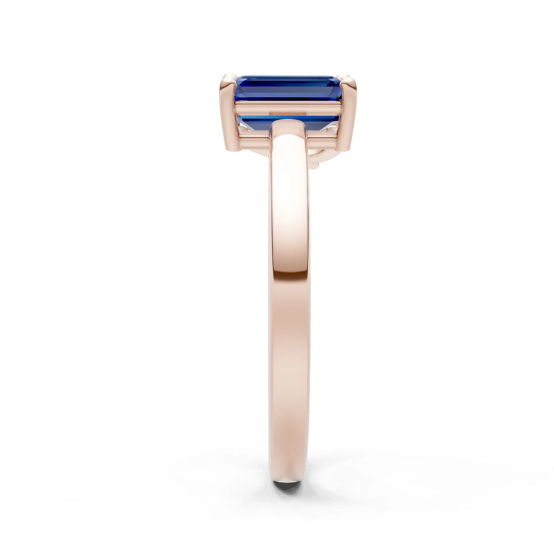 Cocktail Ring with Emerald Cut Gemstone and Pear Lab Grown Diamond