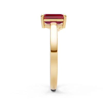 Cocktail Ring with Emerald Cut Gemstone and Pear Lab Grown Diamond