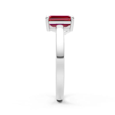 Cocktail Ring with Emerald Cut Gemstone and Pear Lab Grown Diamond