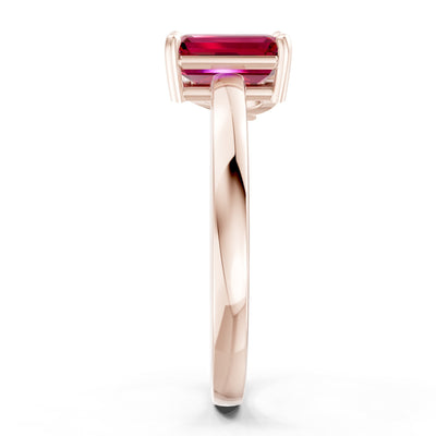 Cocktail Ring with Emerald Cut Gemstone and Pear Lab Grown Diamond