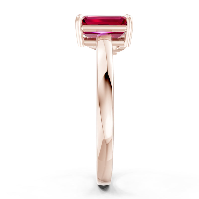 Cocktail Ring with Emerald Cut Gemstone and Pear Lab Grown Diamond