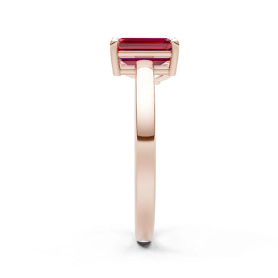 Cocktail Ring with Emerald Cut Gemstone and Pear Lab Grown Diamond
