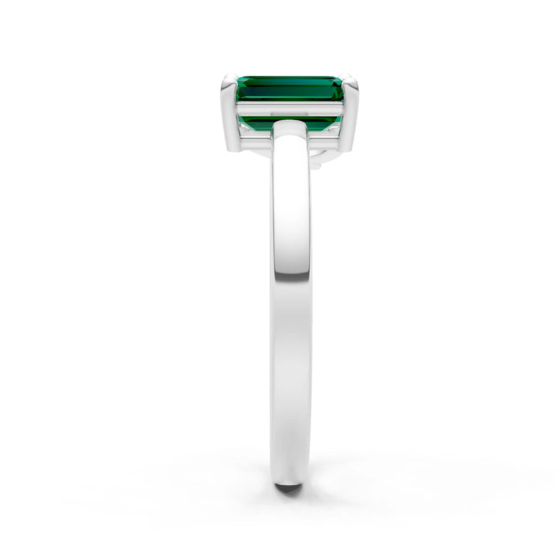 Cocktail Ring with Emerald Cut Gemstone and Pear Lab Grown Diamond
