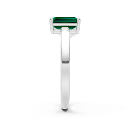 Emerald Emerald Cut Gemstone and Pear Cut Diamond Cocktail Ring