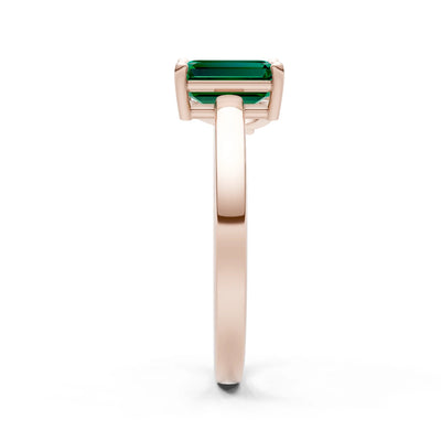 Cocktail Ring with Emerald Cut Gemstone and Pear Lab Grown Diamond