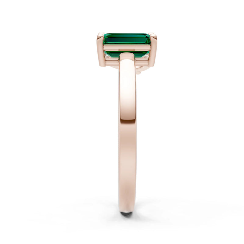 Cocktail Ring with Emerald Cut Gemstone and Pear Lab Grown Diamond