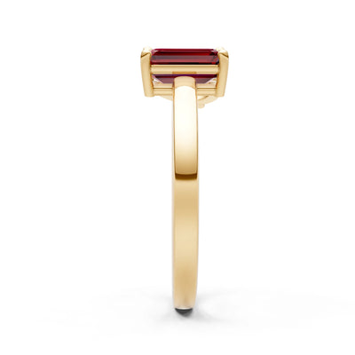 Cocktail Ring with Emerald Cut Gemstone and Pear Lab Grown Diamond