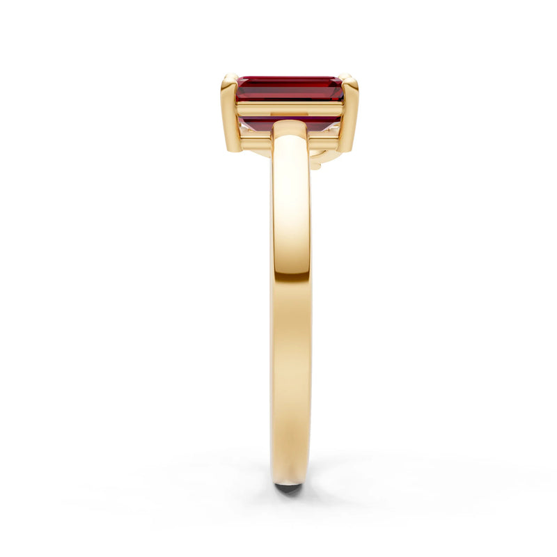 Cocktail Ring with Emerald Cut Gemstone and Pear Lab Grown Diamond