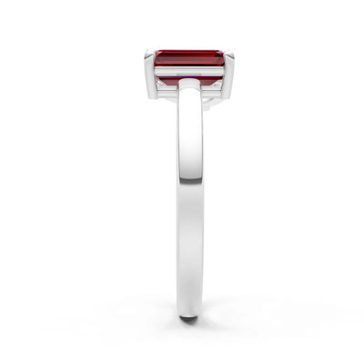 Cocktail Ring with Emerald Cut Gemstone and Pear Lab Grown Diamond