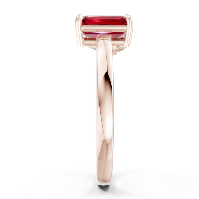 Cocktail Ring with Emerald Cut Gemstone and Pear Lab Grown Diamond