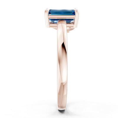 Cocktail Ring with Emerald Cut Gemstone and Pear Lab Grown Diamond