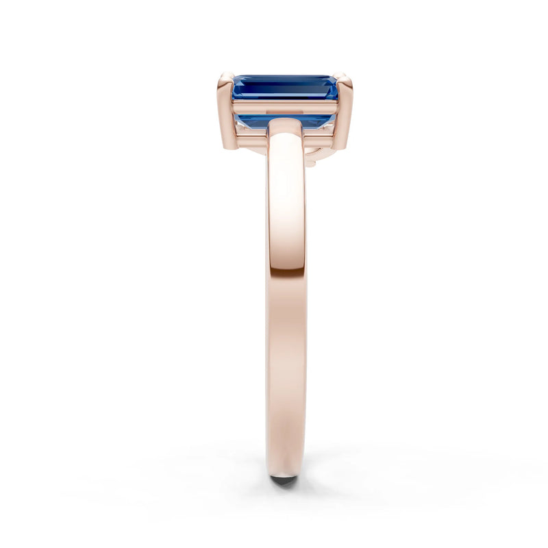 Cocktail Ring with Emerald Cut Gemstone and Pear Lab Grown Diamond