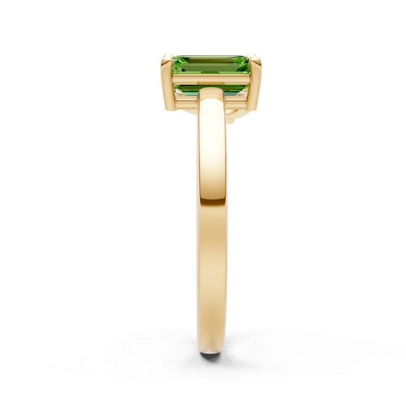 Cocktail Ring with Emerald Cut Gemstone and Pear Lab Grown Diamond