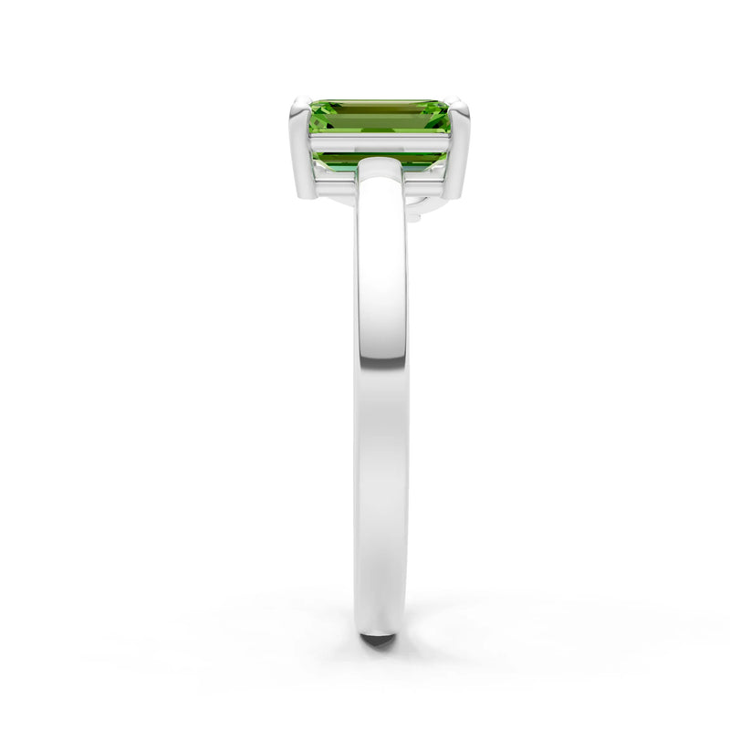 Cocktail Ring with Emerald Cut Gemstone and Pear Lab Grown Diamond