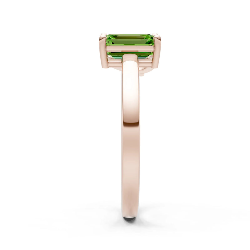 Cocktail Ring with Emerald Cut Gemstone and Pear Lab Grown Diamond