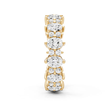 Diamond Oval & Round Gemstone Full Eternity Band