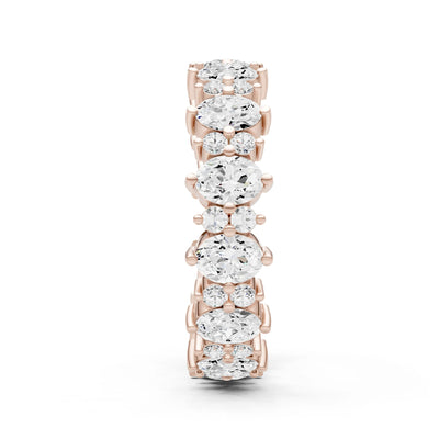 Diamond Oval & Round Gemstone Full Eternity Band