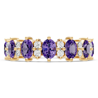 Oval & Round Gemstones Full Eternity Band