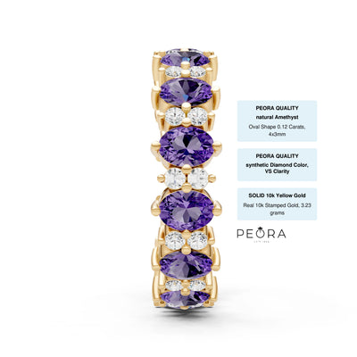 Amethyst Oval & Round Gemstone Full Eternity Band