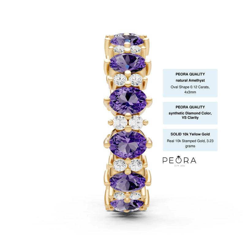 Amethyst Oval & Round Gemstone Full Eternity Band